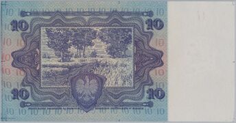Rewers 10 złotych 1928 bez serii i numeracji